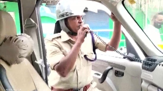 The police had to resort to lathi-charge in Shivamogga.(ANI)