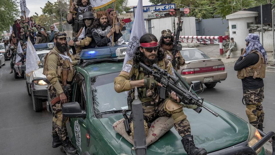 Taliban fighters celebrate one year since they seized the Afghan capital, Kabul, on Monday. (AP) Taliban fighters celebrate one year since they seized the Afghan capital, Kabul, on Monday. (AP)