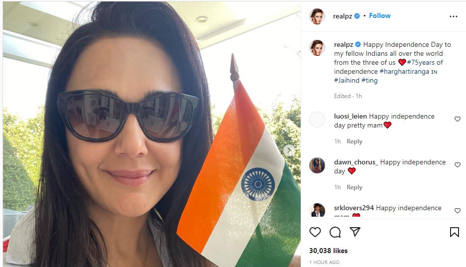 Preity Zinta also shared a selfie.