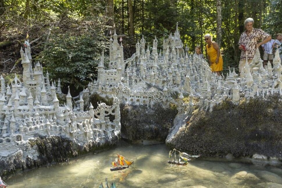 Monthoux began this year's project with modest ambitions six weeks ago but the drought allowed him to build an entire city of spires. (Reuters)