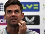 England's James Anderson holds a press conference at Lord's cricket ground in London.