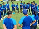 India during a huddle talk.