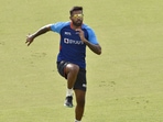 Hardik Pandya during a practice session ahead. Hardik Pandya during a practice session ahead.