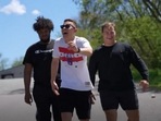 The three men who travelled to all 50 US states in a bit more than 5 days and made a world record. (Peter McConville) The three men who travelled to all 50 US states in a bit more than 5 days and made a world record. (Peter McConville)