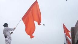 A supporter waves the Shiv Sena flag.  (File Photo)