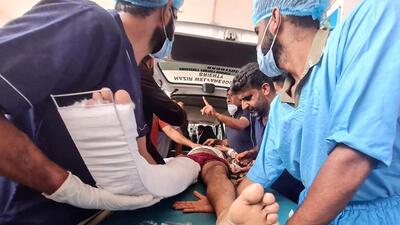 An ITBP trooper being rushed towards an ambulance. (REUTERS) An ITBP trooper being rushed towards an ambulance. (REUTERS)