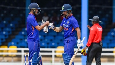 Shikhar Dhawan and Shubman Gill during the 3rd ODI match between West Indies and India, at Queen's Park Oval in Port of Spain. (ICC Twitter) Shikhar Dhawan and Shubman Gill during the 3rd ODI match between West Indies and India, at Queen's Park Oval in Port of Spain. (ICC Twitter)