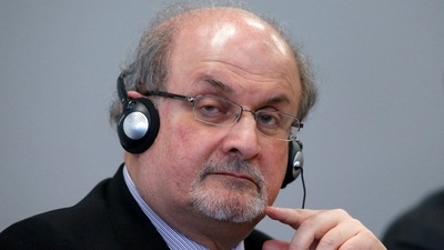 Author Salman Rushdie listens during the opening news conference of the Frankfurt book fair, Germany (File photo) (REUTERS)