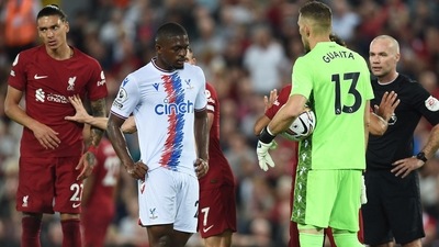 Liverpool's Darwin Nunez is sent off by referee Paul Tierney&nbsp; (REUTERS)