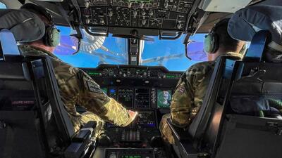 British Royal Air Force pilots aboard a military aircraft. (RAF/ Facebook)