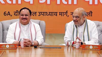 New Delhi, Aug 16 (ANI): Bharatiya Janata Party President JP Nadda and Union Home Minister Amit Shah hold the Bihar BJP core committee meeting, at party headquarters, in New Delhi on Tuesday. (ANI Photo/Ayush Sharma) (Ayush Sharma) New Delhi, Aug 16 (ANI): Bharatiya Janata Party President JP Nadda and Union Home Minister Amit Shah hold the Bihar BJP core committee meeting, at party headquarters, in New Delhi on Tuesday. (ANI Photo/Ayush Sharma) (Ayush Sharma)