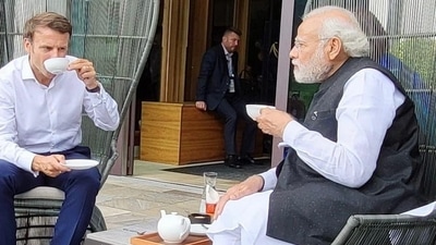 Prime Minister Narendra Modi with French President Emmanuel Macron. (ANI file)