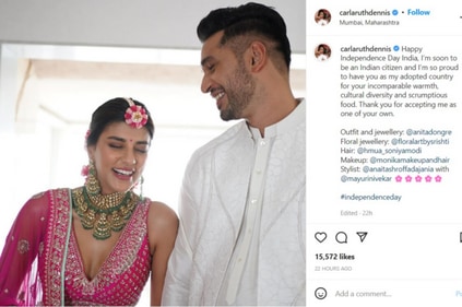 Carla Dennis shared note on Independence Day days after her and Arjun Kanungo's wedding. Carla Dennis shared note on Independence Day days after her and Arjun Kanungo's wedding. 