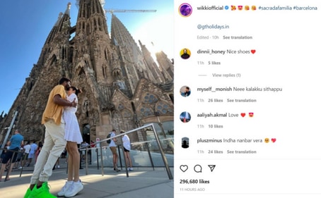 Vignesh Shivan shared a photo with Nayanthara from their Spain holiday. Vignesh Shivan shared a photo with Nayanthara from their Spain holiday.