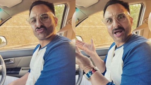 Saif wore a white and blue T-shirt and white glasses. Saif wore a white and blue T-shirt and white glasses.