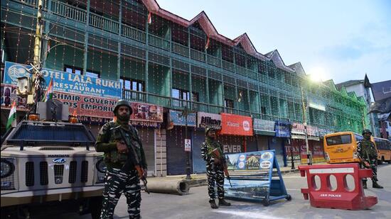 Security forces were on high alert ahead of the Independence Day celebrations. (HT PHOTO)