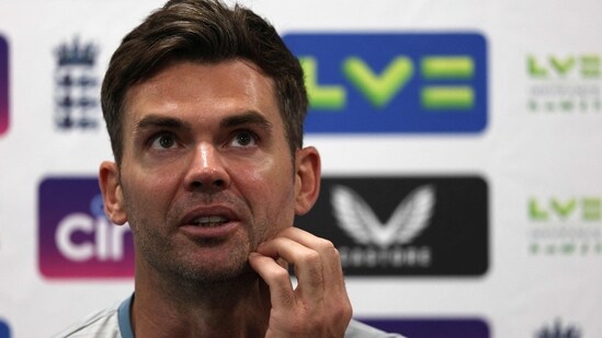 England's James Anderson holds a press conference at Lord's cricket ground in London.(AFP)