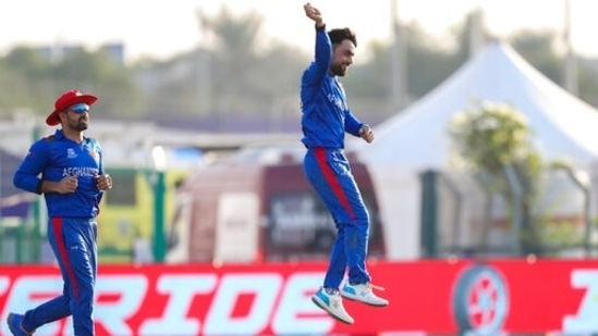 Rashid Khan celebrates after picking a wicket(AP/File Photo)