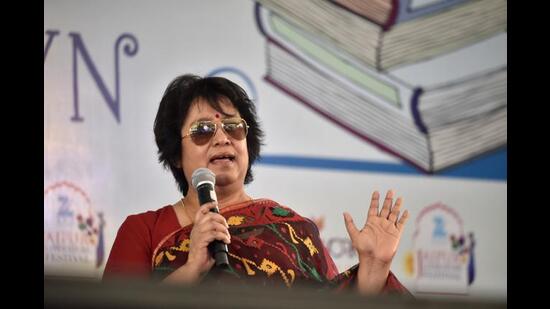 Taslima Nasreen at the Jaipur Literature FestIval in 2017. (Saumya Khandelwal/HT PHOTO)