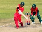 Zimbabwe batsman Ryan Burl plays a shot(AFP) Zimbabwe batsman Ryan Burl plays a shot(AFP)