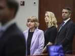A picture of Amber Heard with her former lawyer Elaine Bredehoft during her defamation case trial against Johnny Depp.(AP) A picture of Amber Heard with her former lawyer Elaine Bredehoft during her defamation case trial against Johnny Depp.(AP)