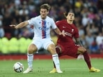 &nbsp;Joachim Andersen in action with Liverpool's Darwin Nunez.