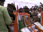 Mortal remains of Lance Naik Chandrashekhar Harbol reached his home in Uttarakhand's Haldwani on Wednesday, August 17, 2022. (Screengrab/ANI video) Mortal remains of Lance Naik Chandrashekhar Harbol reached his home in Uttarakhand's Haldwani on Wednesday, August 17, 2022. (Screengrab/ANI video)