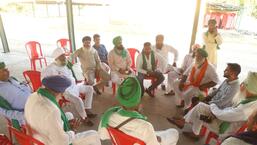 BKU leaders looking after arrangements for the protest. BKU is a constituency of the Samyukt Kisan Morcha. (HT PHOTO)
