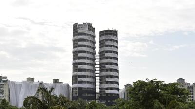 Noida, India- August 16, 2022: A view of the Supertech twin towers in Sector 93 A, in Noida, India, on Tuesday, August 16, 2022. (Photo by Sunil Ghosh / Hindustan Times) (Hindustan Times) Noida, India- August 16, 2022: A view of the Supertech twin towers in Sector 93 A, in Noida, India, on Tuesday, August 16, 2022. (Photo by Sunil Ghosh / Hindustan Times) (Hindustan Times)