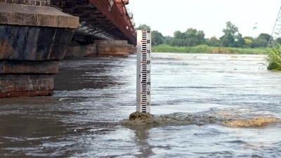 The water level of the Yamuna river crossed the warning mark of 204.5 metres in Delhi again today, August 17, with Haryana releasing more water from the Hathnikund barrage amid rains in the upper catchment areas, officials said. (ANI) The water level of the Yamuna river crossed the warning mark of 204.5 metres in Delhi again today, August 17, with Haryana releasing more water from the Hathnikund barrage amid rains in the upper catchment areas, officials said. (ANI)