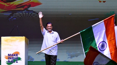 Delhi Chief Minister Arvind Kejriwal waves holding a national flag during the launch of 'Make India No. 1' mission, at Talkatora Stadium, in New Delhi on Wednesday. (ANI photo) Delhi Chief Minister Arvind Kejriwal waves holding a national flag during the launch of 'Make India No. 1' mission, at Talkatora Stadium, in New Delhi on Wednesday. (ANI photo)