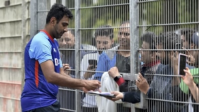R Ashwin signs autographs for fans after attending a training session in Birmingham, England (AP/File Photo) R Ashwin signs autographs for fans after attending a training session in Birmingham, England (AP/File Photo)