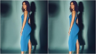 Ananya looked pretty in the blue dress with sleeveless details and a sweetheart neckline. The dress also came with corset details and a midriff-baring pattern. (Instagram/@ananyapanday)