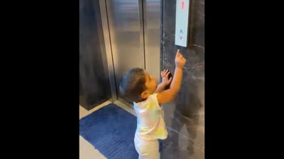 The little girl actually ‘calls the lift’ on her mother's instructions. (Instagram/@yaasvee) The little girl actually ‘calls the lift’ on her mother's instructions. (Instagram/@yaasvee)