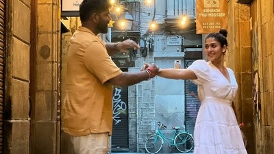 Nayanthara and Vignesh Shivan in Barcelona during their vacation. Nayanthara and Vignesh Shivan in Barcelona during their vacation.