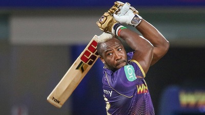 Andre Russell of Kolkata Knight Riders plays a shot (PTI)