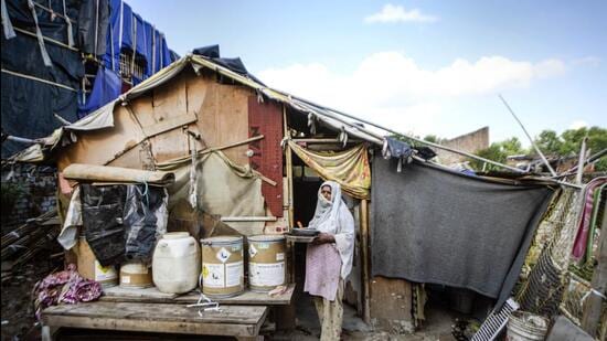 New Delhi: 37-year-old Tasleema poses for photographs at the Rohinya refugee settlement area in Kalindi Kunj, New Delhi, Wednesday, Aug. 17, 2022. The MHA made it clear that it has not given any direction to provide EWS flats to Rohingya Muslims in Delhi. (PTI) New Delhi: 37-year-old Tasleema poses for photographs at the Rohinya refugee settlement area in Kalindi Kunj, New Delhi, Wednesday, Aug. 17, 2022. The MHA made it clear that it has not given any direction to provide EWS flats to Rohingya Muslims in Delhi. (PTI)