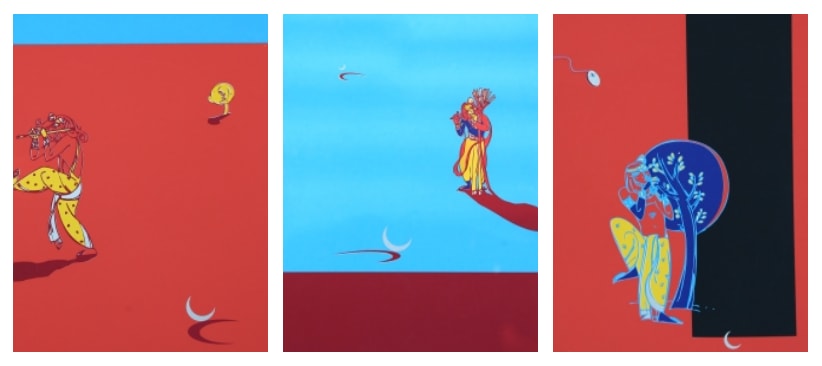 Some of the paintings of artist-designer-educator Anubhav Som perceiving Lord Krishna on display at Tagore Theatre, Chandigarh. Some of the paintings of artist-designer-educator Anubhav Som perceiving Lord Krishna on display at Tagore Theatre, Chandigarh.