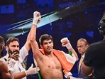 Boxer Vijender Singh after defeating Elisu Sule during Jungle Rumble Boxing Competition at Sardar Balbir Singh Juneja Indoor Stadium in Raipur.(PTI) Boxer Vijender Singh after defeating Elisu Sule during Jungle Rumble Boxing Competition at Sardar Balbir Singh Juneja Indoor Stadium in Raipur.(PTI)