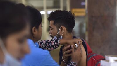 A person being inoculated with a booster dose of Covid-19 vaccine at district hospital in Sector 30, Noida, India, on Thursday, August 18, 2022. (Photo by Sunil Ghosh / Hindustan Times) (Hindustan Times) A person being inoculated with a booster dose of Covid-19 vaccine at district hospital in Sector 30, Noida, India, on Thursday, August 18, 2022. (Photo by Sunil Ghosh / Hindustan Times) (Hindustan Times)
