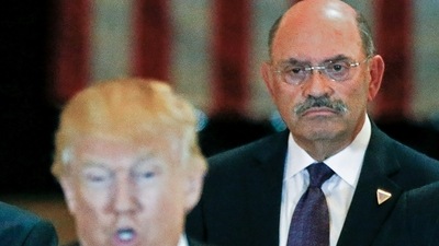 Trump Organization chief financial officer Allen Weisselberg looks on Donald Trump speaks during a news conference in Manhattan. (Reuters)