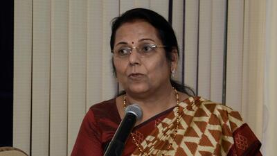 Pune, India - Sept. 8, 2019:Dr. Neelam Gorhe (Deputy Chairman, Maharashtra Legislativ Council) speakes during the launch of a policy paper 'Aftercare of Young Adult Orphans' at Yashada, Baner in Pune, India, on Sunday, September 8, 2019. (Photo by Milind Saurkar/Hindustan Times) (Milind Saurkar/HT Photo) Pune, India - Sept. 8, 2019:Dr. Neelam Gorhe (Deputy Chairman, Maharashtra Legislativ Council) speakes during the launch of a policy paper 'Aftercare of Young Adult Orphans' at Yashada, Baner in Pune, India, on Sunday, September 8, 2019. (Photo by Milind Saurkar/Hindustan Times) (Milind Saurkar/HT Photo)