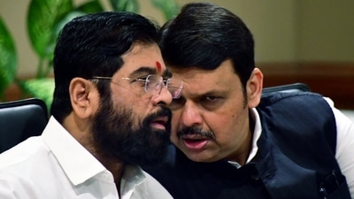 Maharashtra chief minister Eknath Shinde in conversation with deputy chief minister Devendra Fadnavis. (ANI Photo) Maharashtra chief minister Eknath Shinde in conversation with deputy chief minister Devendra Fadnavis. (ANI Photo)