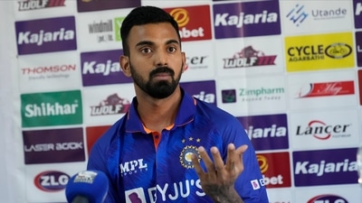 Indian cricket captain Kannaur Lokesh Rahul addresses media during a press conference at Harare Sports Club ahead of their One-Day International cricket matches against Zimbabwe in Harare (AP)