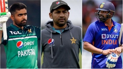 Babar Azam; Sarfaraz Ahmed; Rohit Sharma (AP/PTI) Babar Azam; Sarfaraz Ahmed; Rohit Sharma (AP/PTI)