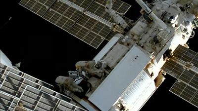 The cosmonauts managed to install cameras on the European Space Agency's new robot arm before the trouble cropped up. (Video grab/ AP)