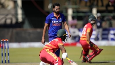 Zimbabwean batsman Regis Chakabva and Sikandar Raza in action on the first day of the One-Day International cricket match between Zimbabwe and India (AP) Zimbabwean batsman Regis Chakabva and Sikandar Raza in action on the first day of the One-Day International cricket match between Zimbabwe and India (AP)