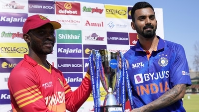 India vs Zimbabwe 1st ODI Live Streaming: Zimbabwe captain Regis Chakabva and India captain KL Rahul with the trophy. (AP) India vs Zimbabwe 1st ODI Live Streaming: Zimbabwe captain Regis Chakabva and India captain KL Rahul with the trophy. (AP)