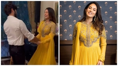 Loved Mira Rajput's yellow anarkali for dancing with Shahid Kapoor at her parents' wedding anniversary? It costs ₹74k ( Instagram) Loved Mira Rajput's yellow anarkali for dancing with Shahid Kapoor at her parents' wedding anniversary? It costs ₹74k ( Instagram)