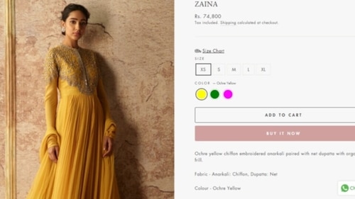 The price of the anarkali Mira Rajput wore for the occasion. (ridhimehra.com) The price of the anarkali Mira Rajput wore for the occasion. (ridhimehra.com)